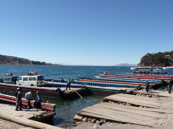 Lake Titicaca and the barges transporting buses