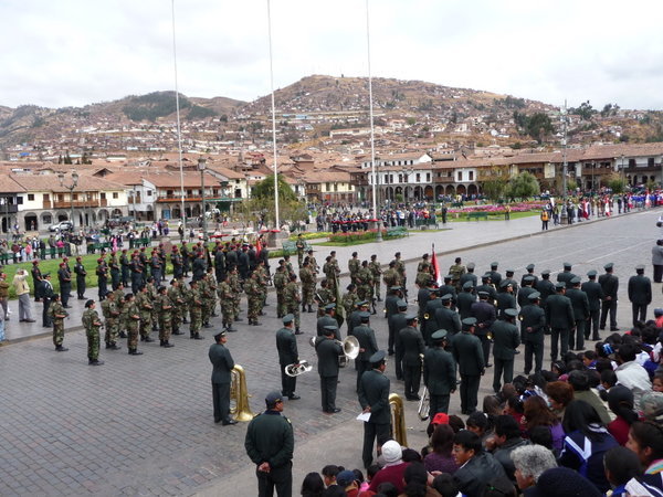 A parade in the Plaze de Armas