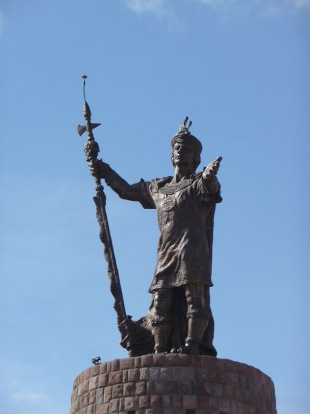 A statue in honour of Pachacuti the 9th Inca King