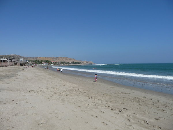 Mancora beach looking towards the town
