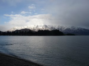 The Remarkables from the lake shore