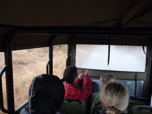 Inside our safari jeep