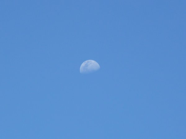 A clear moon in a very blue sky!