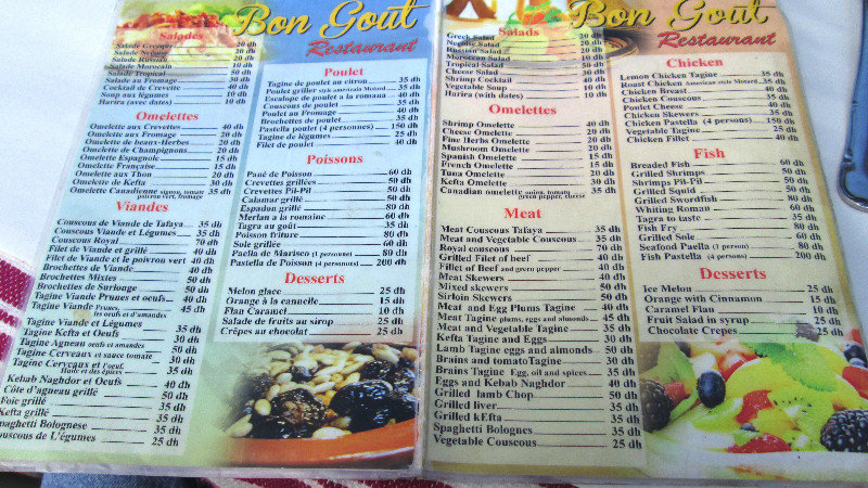 Menu At One Of The Main Square Eateries
