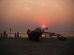 Sunset fishing boat