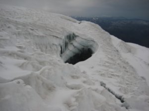 Deep crack in the glacier