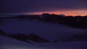 Sunrise during the ascent of the Huayna Potosi