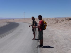Hitchiking in the Atacama desert