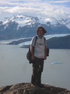 Tim over the Grey Glaciar
