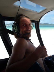 Tim in the helicopter