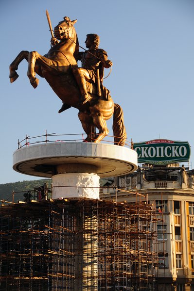 3 - The almost complete Alexander teh Great statue in Skopje