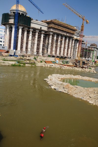 13 - construction and statues is what Skopje is about at th moment - thats a statue ofa swimmer