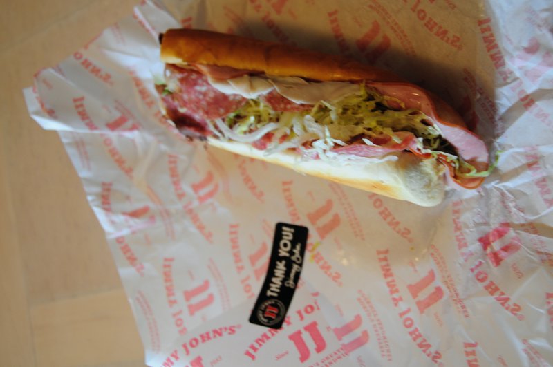 17. Jimmy Johns gigantuam sandwich and great meal after a college party