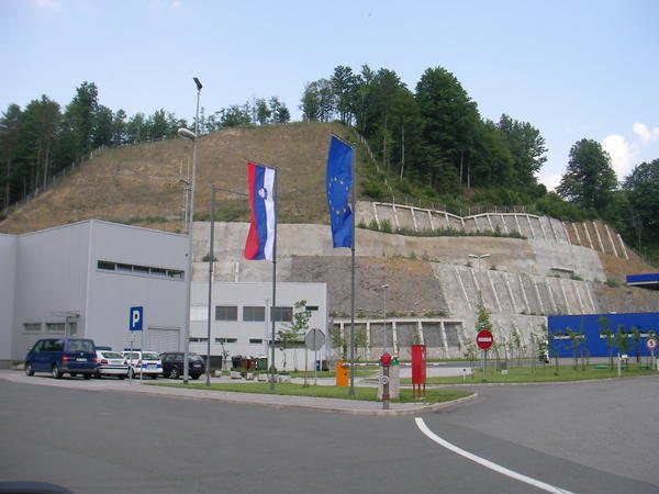 Croatian border to Slovenia (hence the Slovenian and European flags)