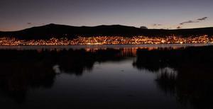 Puno over the lake just after sundown