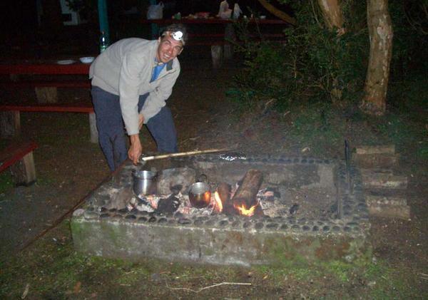 Me cooking a Thai green curry, bush style