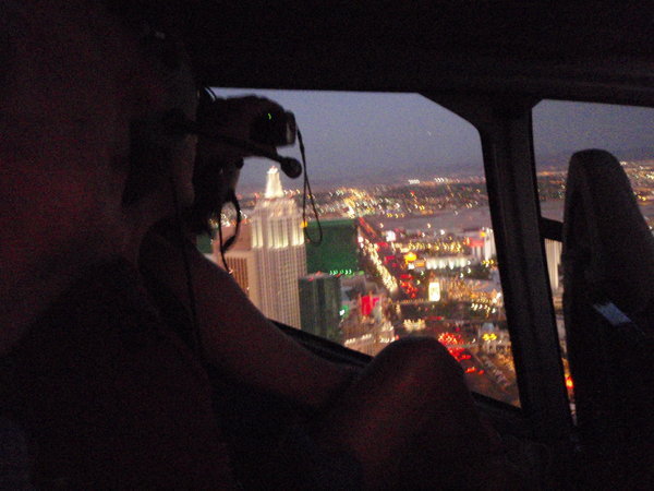 The Strip from the air at dusk take 2