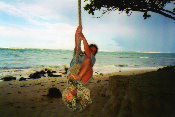 Aunt Annie on a Rope Swing - Windward Side of Oahu
