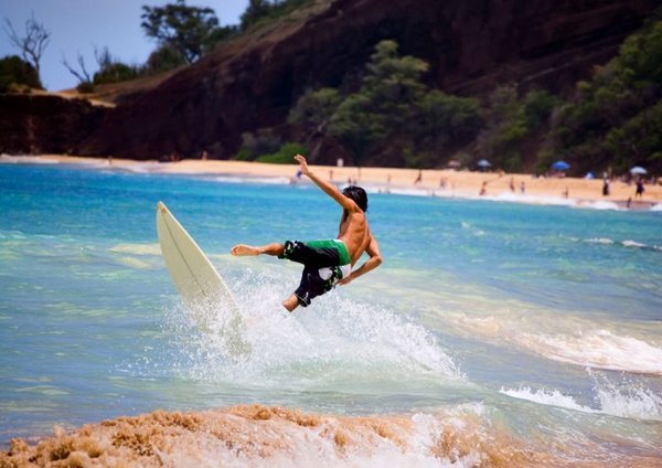 Surfer on Big Beach in Maui