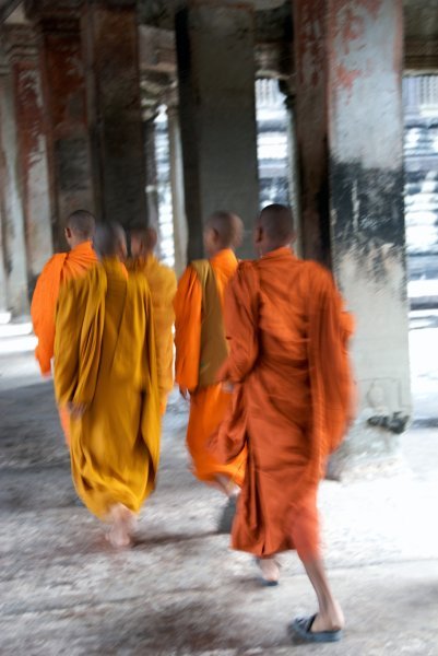 Monks inside Angkor Wat
