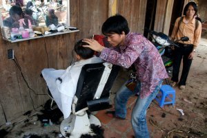 Barber shop at market