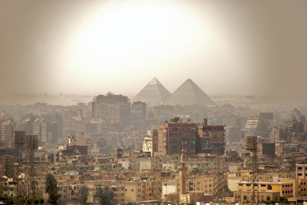 First glimpse of the pyramids