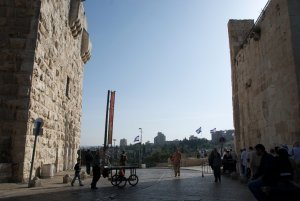 Jub walking into Jerusalem's Old City