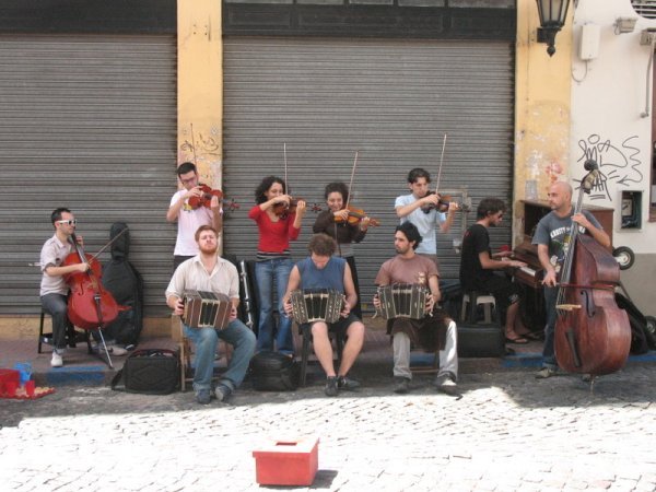 Tango orchestra in San Telmo market