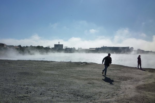 Sulfurous fumes on Lake Roturua