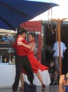 Tango dancers in La Boca