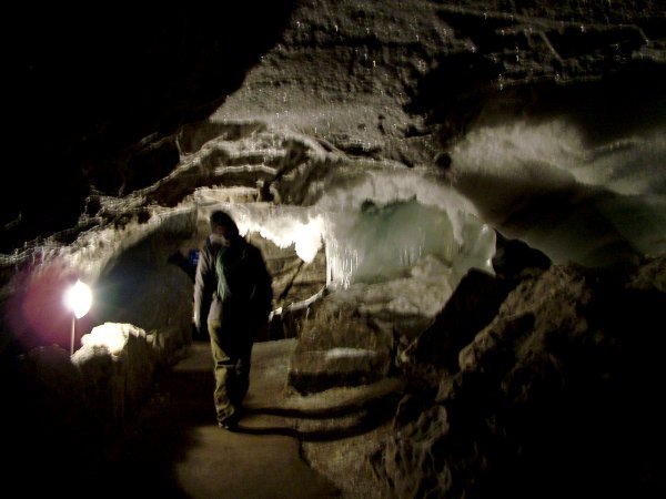 Walking inside the cave
