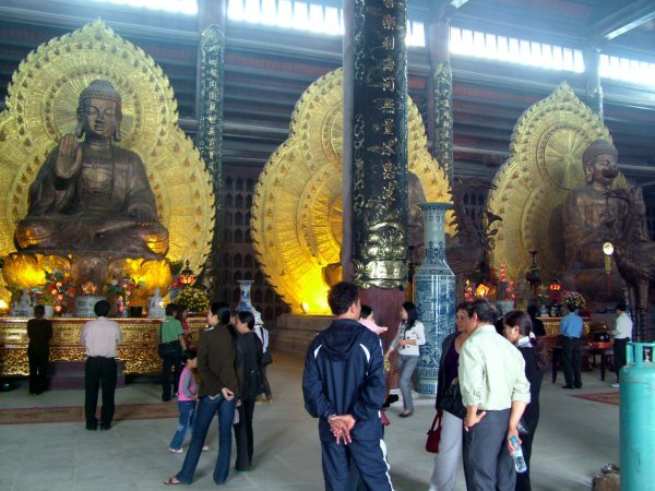 The Three Buddhas inside Bai Dinh Pagoda