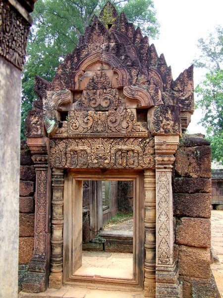 Carved door inside Banteay Srey