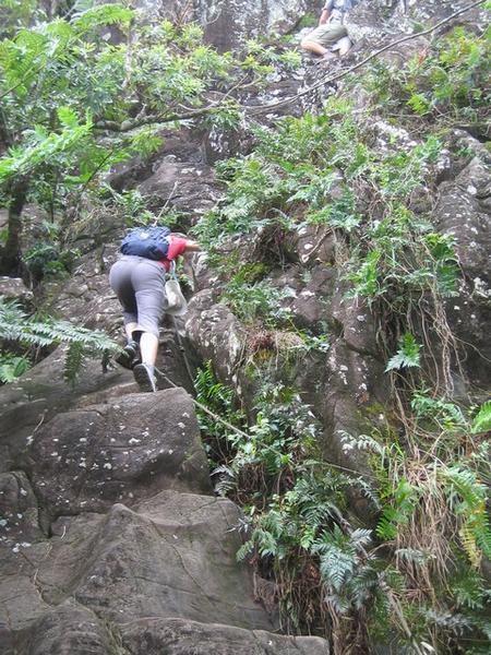 Rach climbing down Raemaru