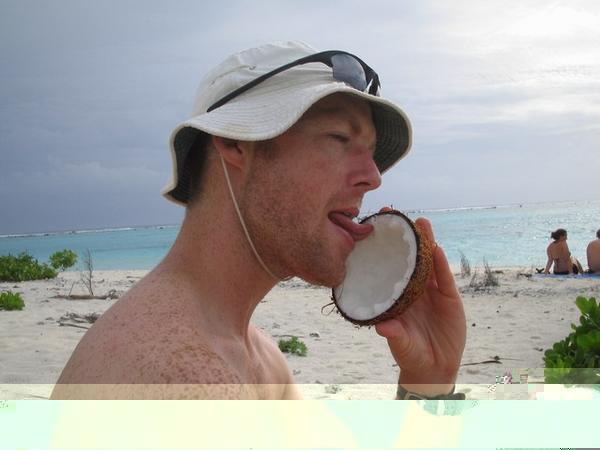 Rod's first coconut