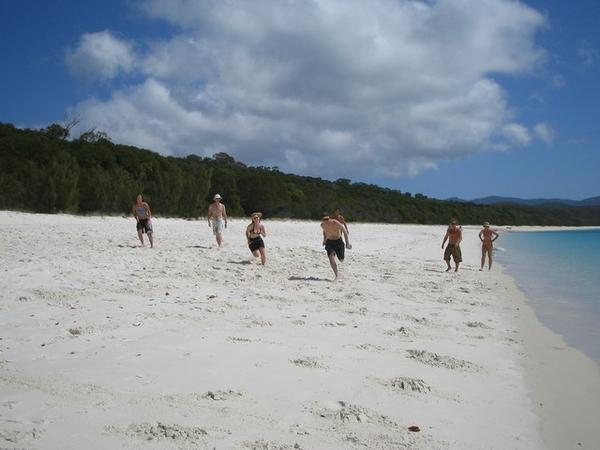 Game of footie on Whitehaven Beach