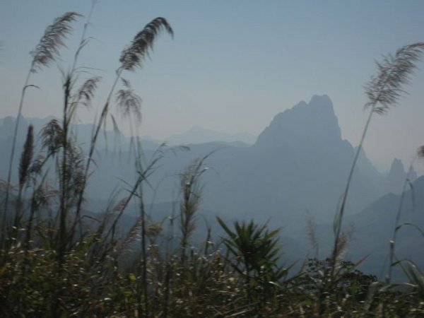 The hazy crags that dominate the trip from Luong Prabang to Vang Vieng 
