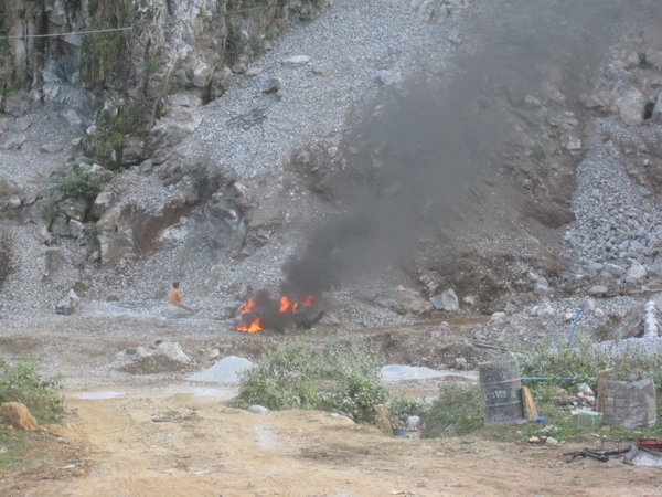 Limestone mining blast site