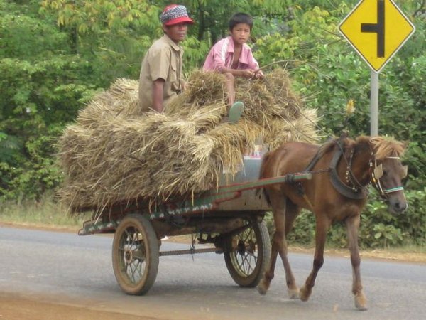 We see many people carrying big loads of hay here- this is something we haven't seen in this part of the world thus far.