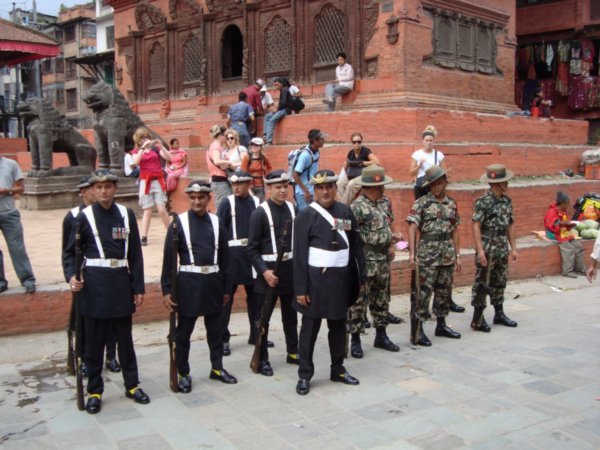 Soldiers in Kathmandu Durbar Square
