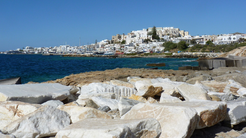 Marble seawall Naxos Hora