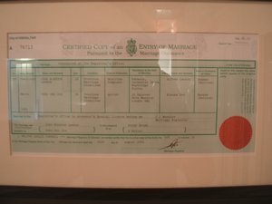 John & Yoko Marriage Certificate