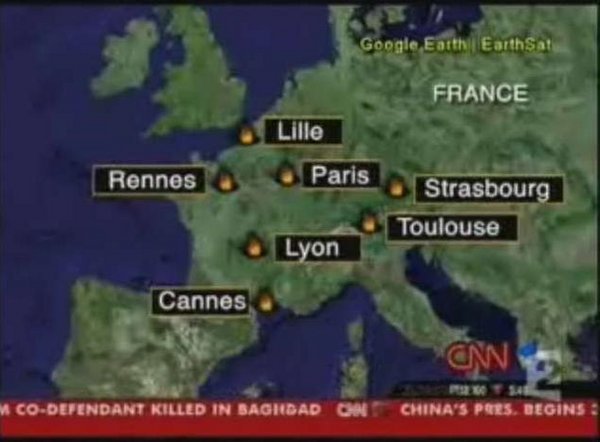 Carte de "France" de CNN lors des émeutes