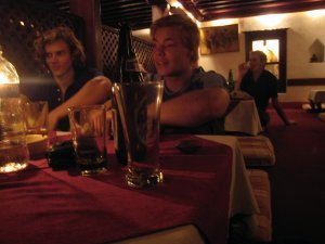 Max and George at a traditional Newari restaurant