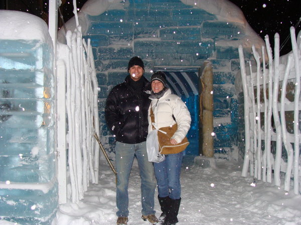 Us in front of the ice bar