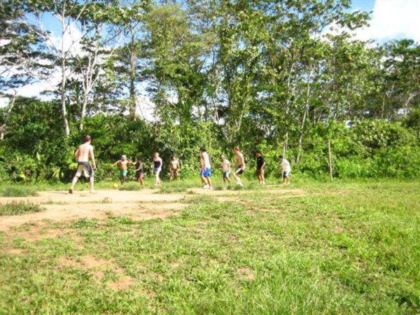Playing football in the jungle
