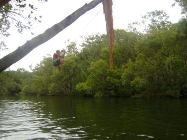James on the rope swing
