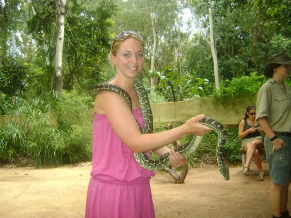 Hayley holding a python