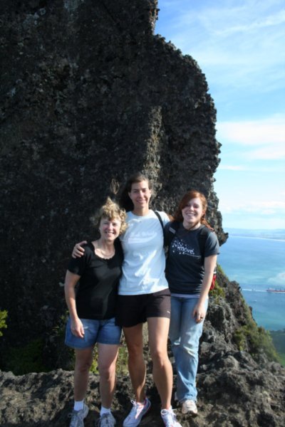 Kathy, Rachel and Becky after conquering the top of Whangerei Heads