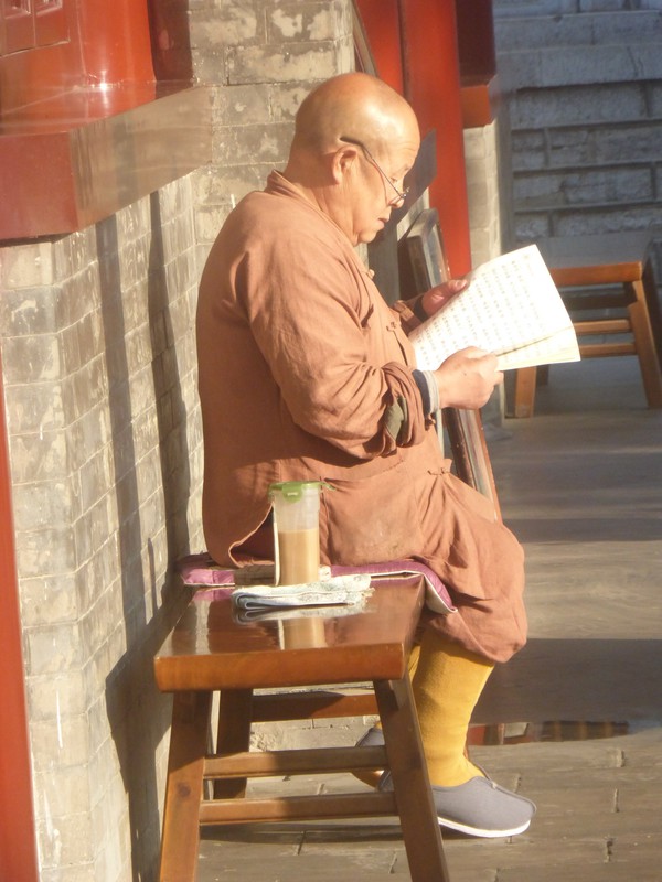 Monk in the morning sun